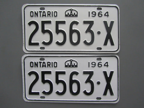 1964 YOM Clear Ontario License Plates