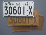 1964 YOM Clear Ontario License Plates