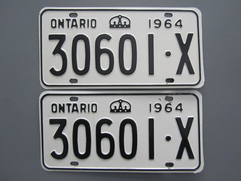 1964 YOM Clear Ontario License Plates