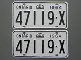 1964 YOM Clear Ontario License Plates