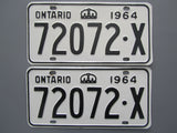 1964 YOM Clear Ontario License Plates