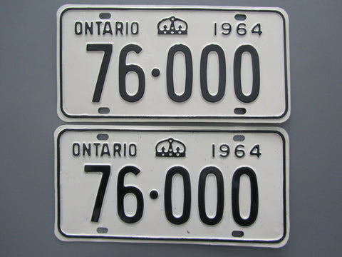 1964 YOM Clear Ontario License Plates