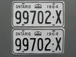 1964 YOM Clear Ontario License Plates