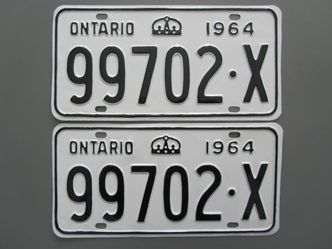 1964 YOM Clear Ontario License Plates