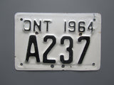 1964 YOM Clear Ontario Motorcycle License Plate