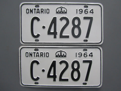 1964 YOM Clear Ontario License Plates