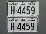 1964 YOM Clear Ontario License Plates