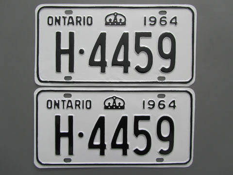 1964 YOM Clear Ontario License Plates