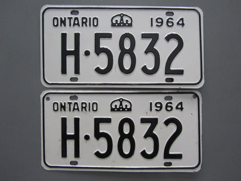 1964 YOM Clear Ontario License Plates