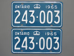 1965 YOM Clear Ontario License Plates