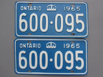 1965 YOM Clear Ontario License Plates