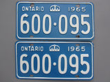 1965 YOM Clear Ontario License Plates