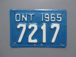 1965 YOM Clear Ontario Motorcycle License Plate