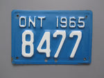 1965 YOM Clear Ontario Motorcycle License Plate