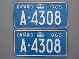 1965 YOM Clear Ontario License Plates