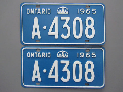 1965 YOM Clear Ontario License Plates