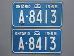 1965 YOM Clear Ontario License Plates