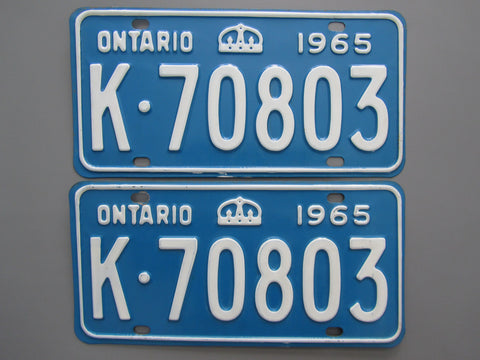 1965 YOM Clear Ontario License Plates