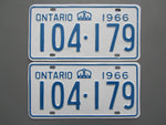 1966 YOM Clear Ontario License Plates