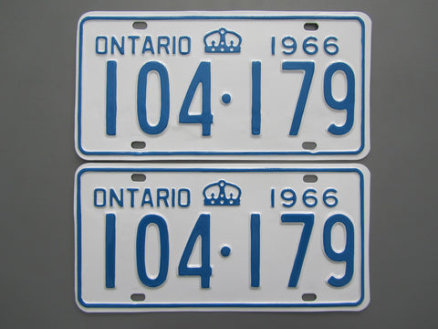 1966 YOM Clear Ontario License Plates