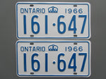 1966 YOM Clear Ontario License Plates