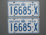 1966 YOM Clear Ontario License Plates