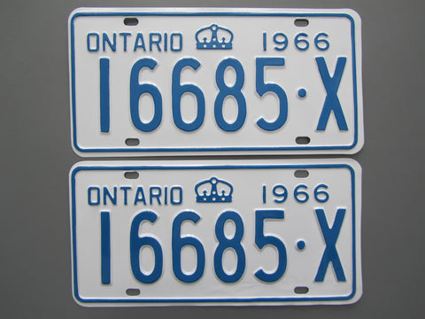 1966 YOM Clear Ontario License Plates