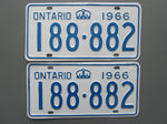 1966 YOM Clear Ontario License Plates
