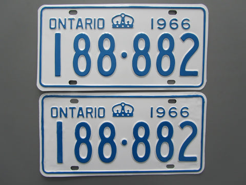 1966 YOM Clear Ontario License Plates
