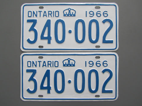 1966 YOM Clear Ontario License Plates