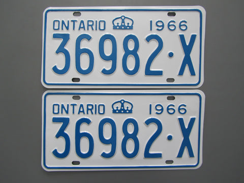 1966 YOM Clear Ontario License Plates