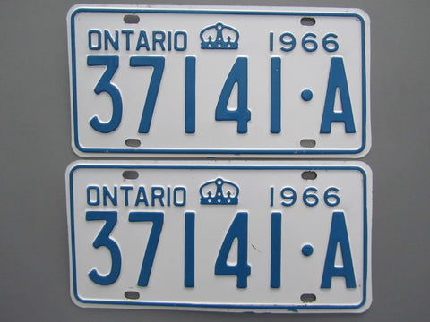 1966 YOM Clear Ontario License Plates