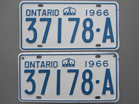 1966 YOM Clear Ontario License Plates