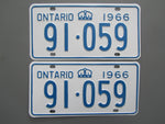 1966 YOM Clear Ontario License Plates