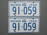 1966 YOM Clear Ontario License Plates