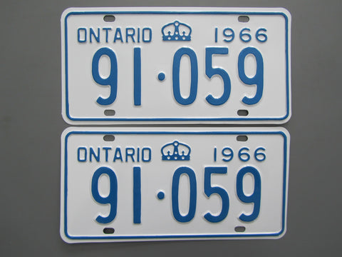 1966 YOM Clear Ontario License Plates
