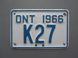 1966 YOM Clear Ontario Motorcycle License Plates