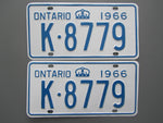 1966 YOM Clear Ontario License Plates