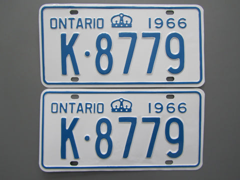 1966 YOM Clear Ontario License Plates