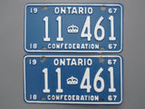 1967 YOM Clear Ontario License Plates