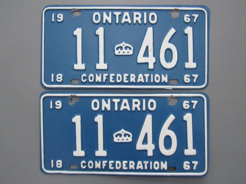 1967 YOM Clear Ontario License Plates