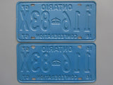 1967 YOM Clear Ontario License Plates