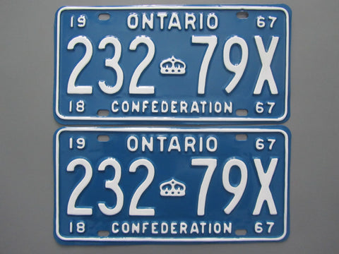 1967 YOM Clear Ontario License Plates