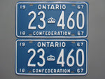 1967 YOM Clear Ontario License Plates