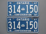 1967 YOM Clear Ontario License Plates