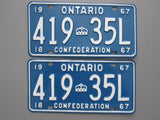 1967 YOM Clear Ontario License Plates