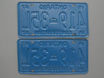 1967 YOM Clear Ontario License Plates