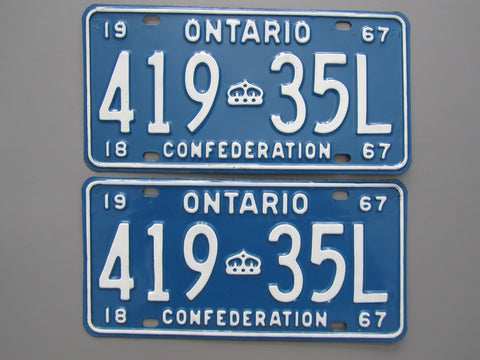 1967 YOM Clear Ontario License Plates