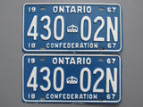 1967 YOM Clear Ontario License Plates