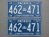1967 YOM Clear Ontario License Plates